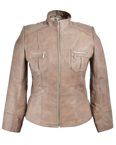Women's beige leather jacket