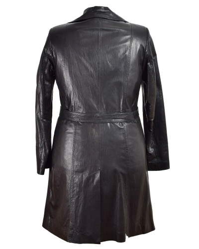 Women's black leather coat