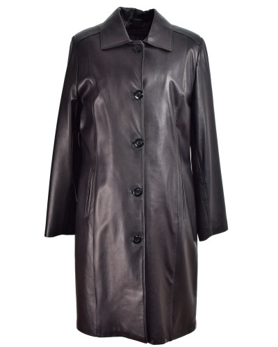 Women's black leather coat