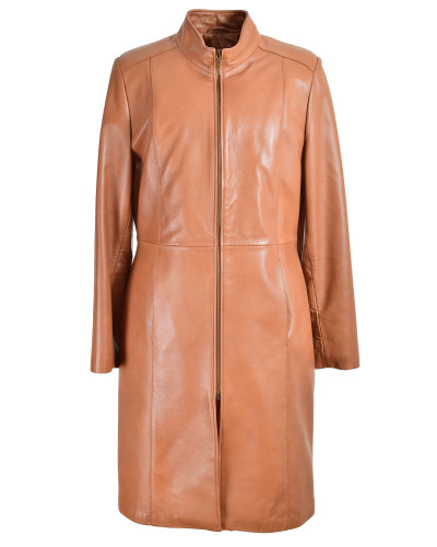Women's brown leather coat