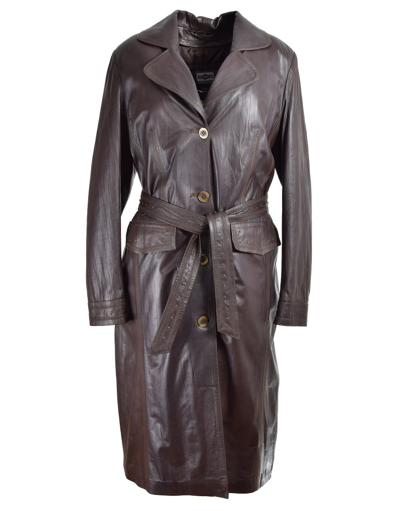 Women's brown leather coat