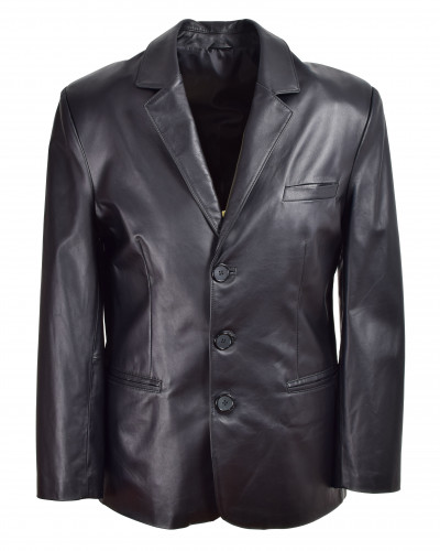 Men's black leather blazer