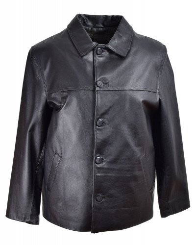 Men's black leather jacket