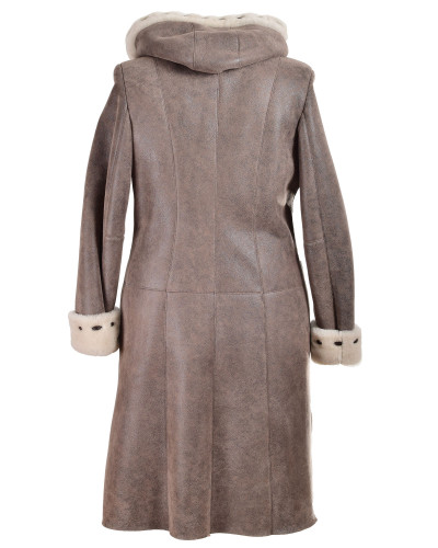 Shearling sheepskin coat with hood