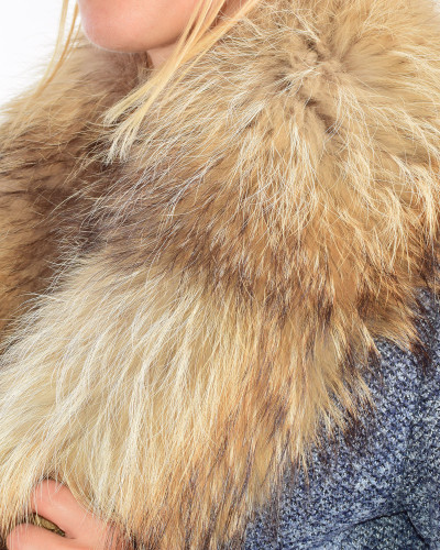 Genuine Raccoon Fur Collar Wrap Shawl Stole