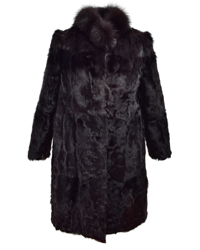 Women's black coat made of goat fur