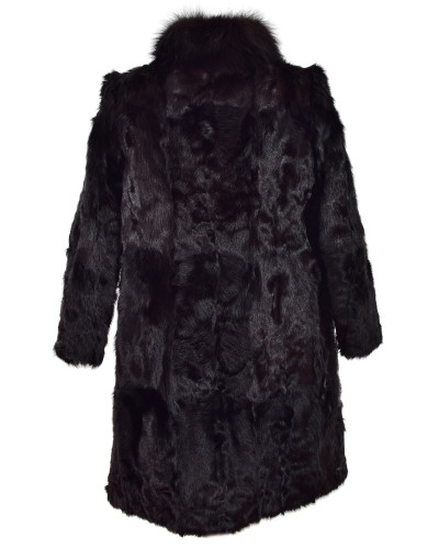 Women's black coat made of goat fur