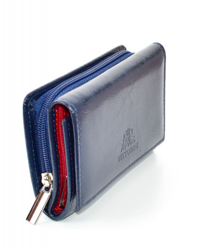 Women's navy blue leather wallet