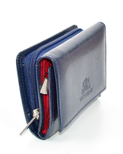 Women's navy blue leather wallet