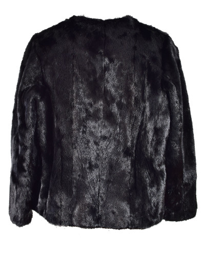 Women's short black mink fur coat