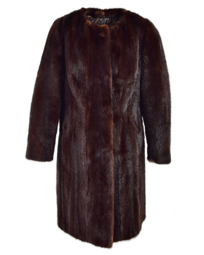 Long brown women's mink fur coat