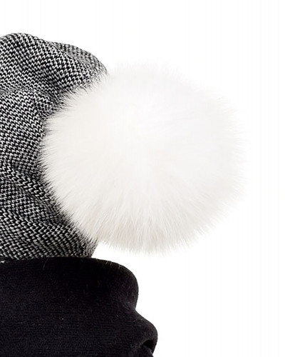 Pompom for the hat of natural white fox fur