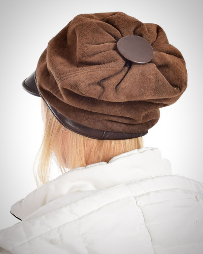 Women's brown sheepskin cap