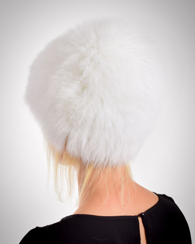Women's real fox fur hat, white