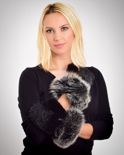 Real mink fur gloves, black