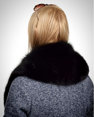 Genuine Black Fox Fur Collar Wrap Shawl Stole