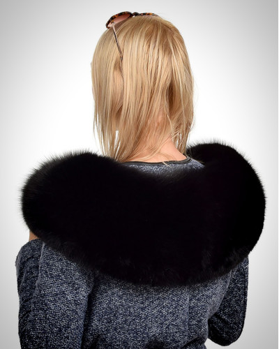 Genuine Black Fox Fur Collar Wrap Shawl Stole