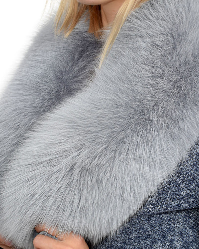 Ashen Fox Fur Collar Grey Wrap