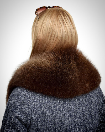 Genuine Brown Fox Fur Collar Wrap Shawl Stole