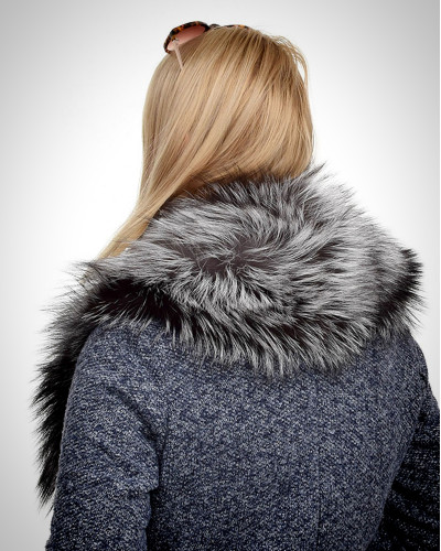 Genuine Silver Fox Fur Collar Wrap Shawl Stole