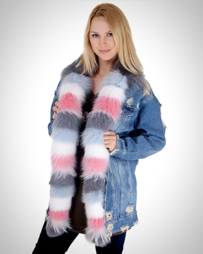 Women's Denim Jacket with Collar and Front of Fur