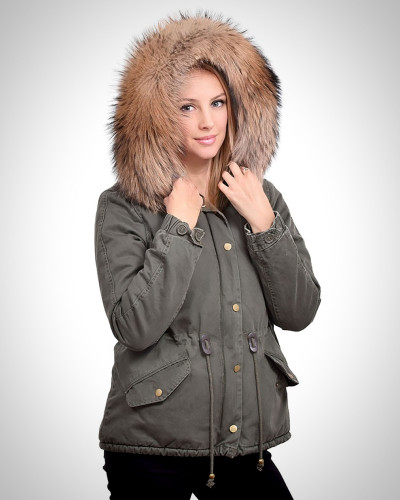 Parka Jacket with Hood of Finn Raccoon Fur