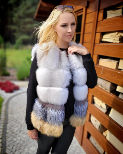 Genuine Women's Fox Fur Vest Sleeveless Jacket