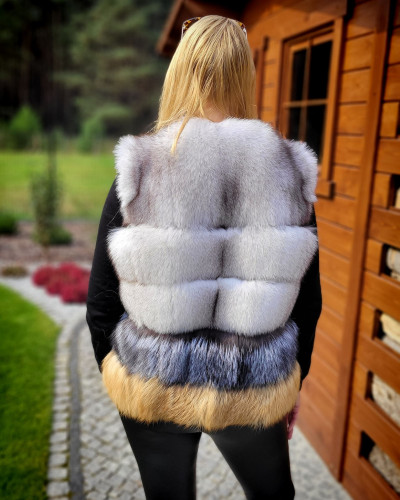 Genuine Women's Fox Fur Vest Sleeveless Jacket