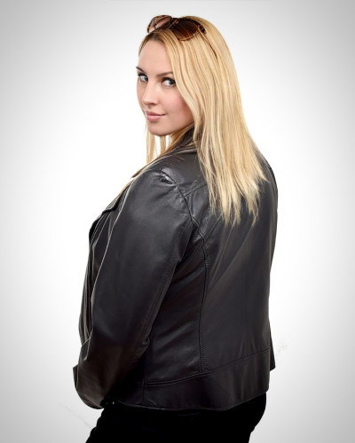 Women's leather jacket - black biker jacket