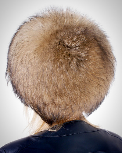 Genuine Women's Raccoon Fur Round Hat