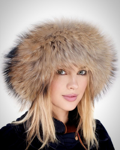 Raccoon Fur Roller Hat with Sheepskin Top