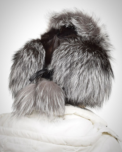 Genuine Women's Silver Fox Fur Ushanka Hat