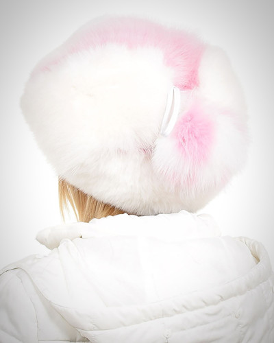 Women's White & Pink Fox Fur Ushanka Hat