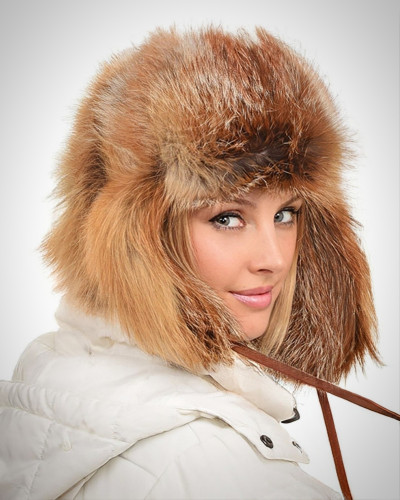 Genuine Women's Red Fox Fur Ushanka Hat