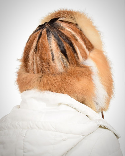 Genuine Women's Red Fox Fur Ushanka Hat II