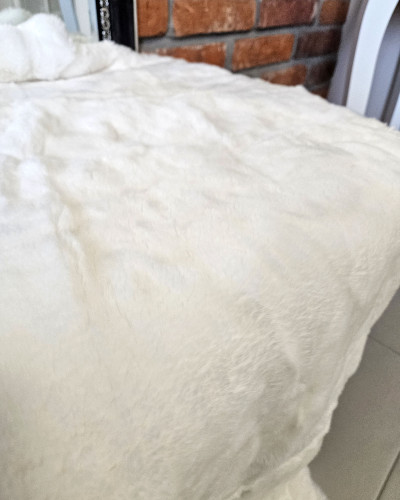 Rex chinchilla rabbit fur carpet bedspread 120x60cm, white