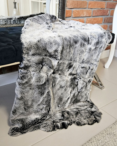 Rex chinchilla rabbit fur carpet bedspread 120x60cm, gray