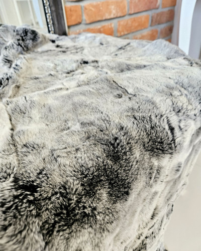 Rex chinchilla rabbit fur carpet bedspread 120x60cm, gray