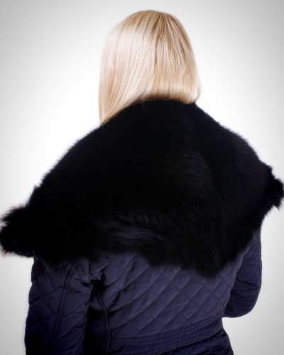 Genuine Black Fox Fur Stole Cape Collar Wrap