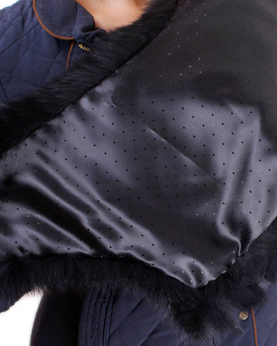 Genuine Black Fox Fur Stole Cape Collar Wrap