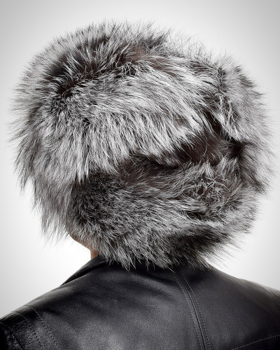 Genuine Men's Silver Fox Fur Hat III Fur Ushanka Hat