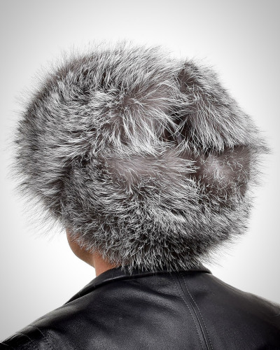 Genuine Men's Silver Fox Fur Hat IV Fur Ushanka Hat