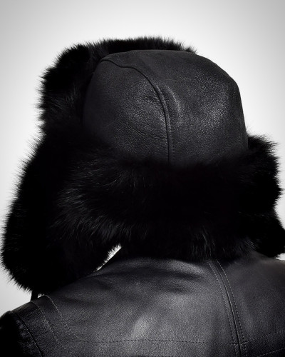 Genuine Men's Black Fox Fur Hat II Fur Ushanka Hat