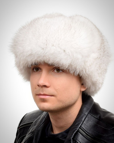 Genuine Men's Blue Fox Fur Hat II Fur Ushanka Hat