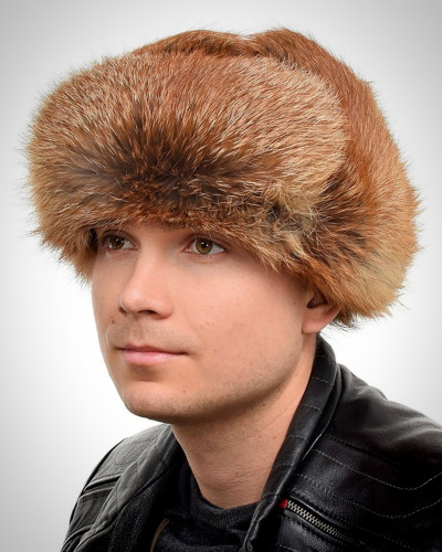 Genuine Men's Red Fox Fur Hat I Fur Bomber Hat