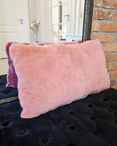 Rex chinchilla rabbit fur pillow 40x60cm, Pink