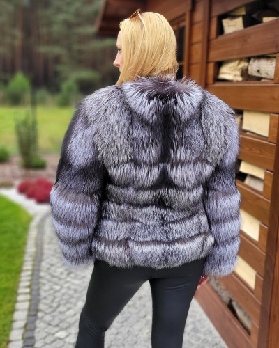Genuine Silver Fox Fur Jacket Fur Coat