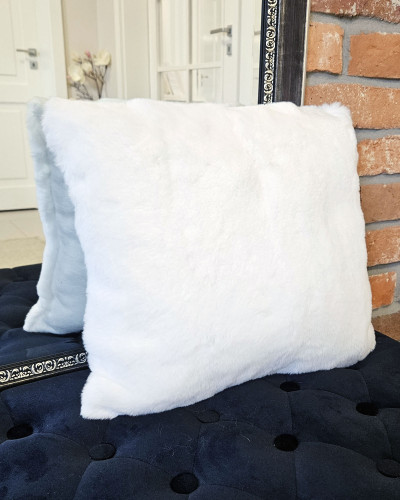 Rex chinchilla rabbit fur pillow 40x40cm, white