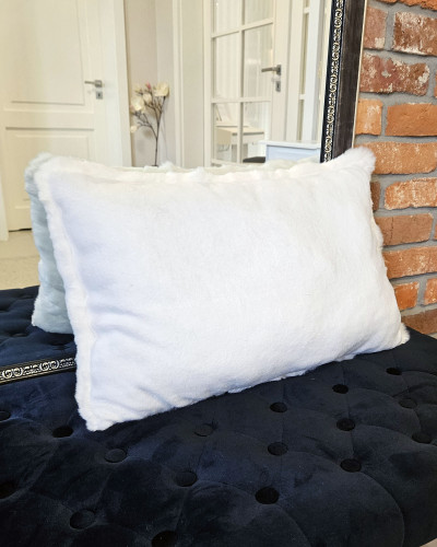 Rex chinchilla rabbit fur pillow 40x60cm, white