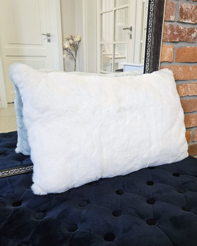 Rex chinchilla rabbit fur pillow 40x60cm, white